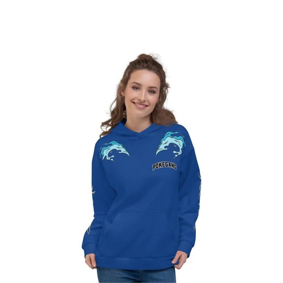 PokeGang Unisex Blue Long Sleeve Kangaroo Pocket Graphic Thunder Hoodie - Picture 5 of 6
